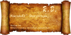 Racskó Dorottya névjegykártya